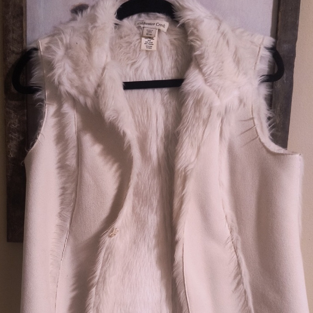 Coldwater Creek Women's Ivory Faux Fur Vest